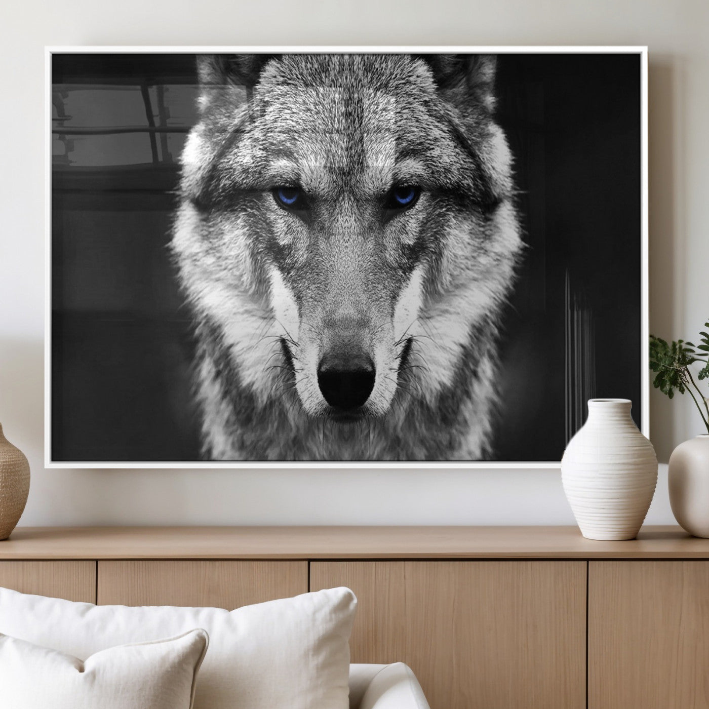 95933-MGV-FP-36X24-3P_White-Black and White Wild Wolf Wall Art Canvas Print