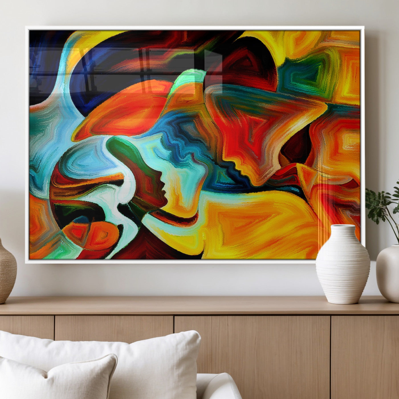 70242-MGV-FP-36X24-3P_White-Human Love Figures Abstract Wall Art Canvas Print