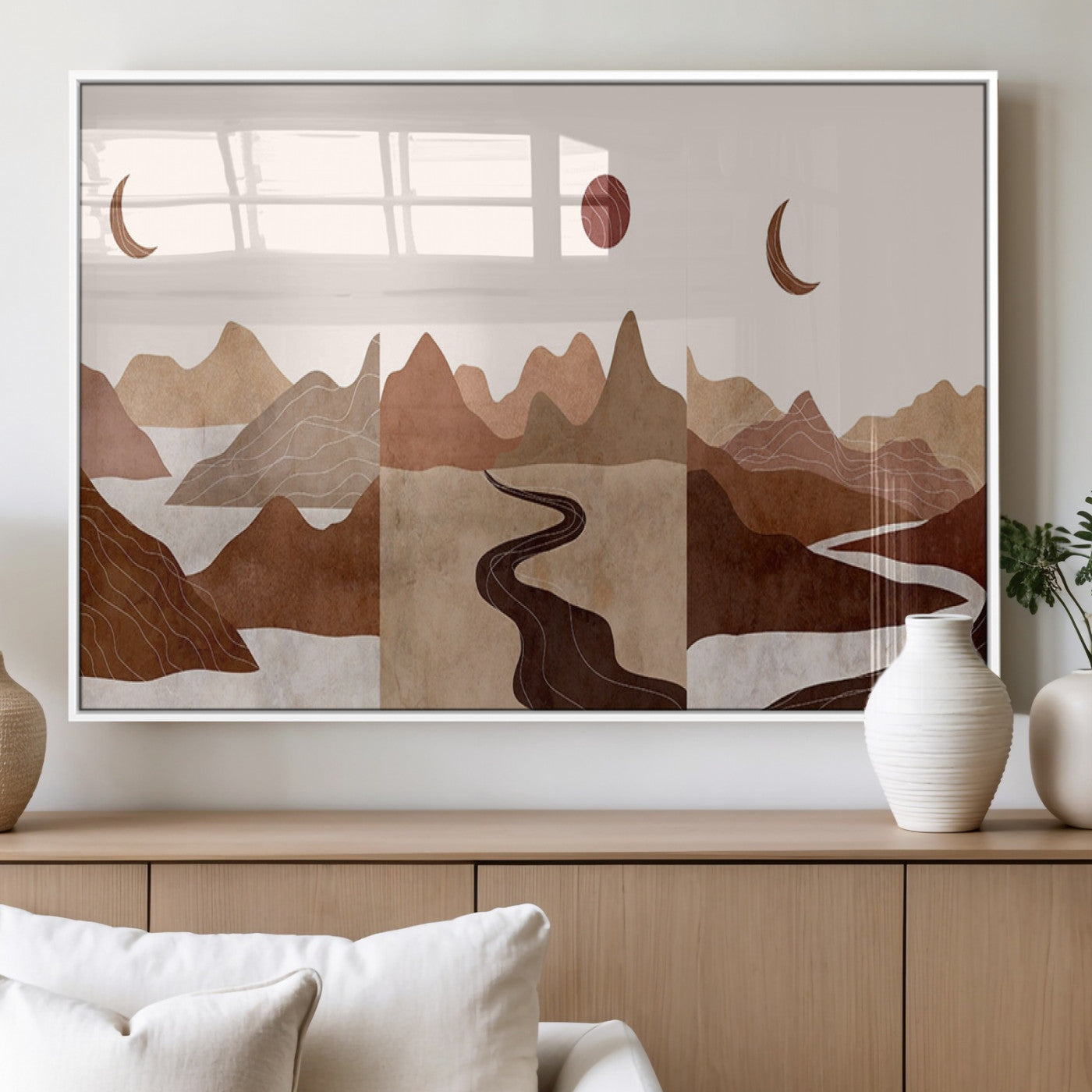 72107-MGV-FP-36X24-3P_White-Boho Wall Art Canvas Print Set Mid-Century Prints Bohemian Wall Artwork Prints Boho Neutral