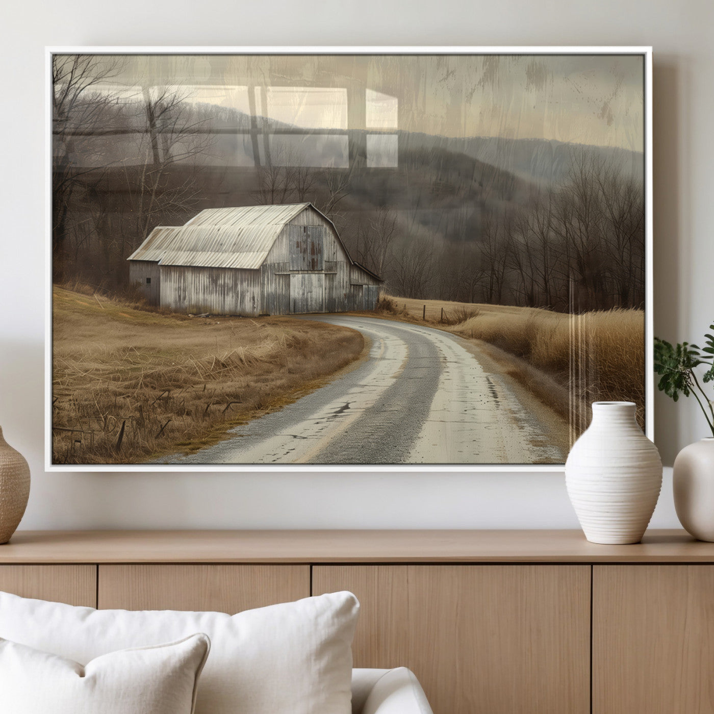 10376-MGV-FP-36X24-3P_White-Vintage Barn for Farmhouse Wall Decor Canvas Print