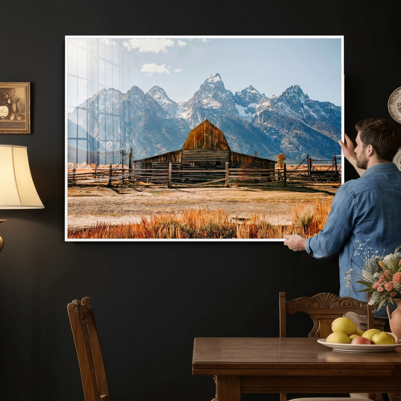 26513-MGV-CV-36X24 - Vintage Old Barn Field Wall Art Canvas Print for Farmhouse Decor - Rustic Barn Wall Art Canvas Print