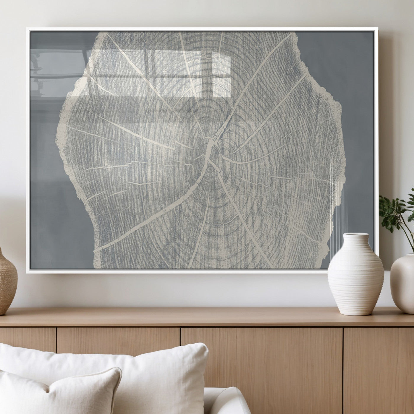 25547-MGV-FP-36X24-3P_White-Abstract Tree Ring Wall Art Canvas Print – Nature-Inspired, Ready to Hang, Modern Home Decor