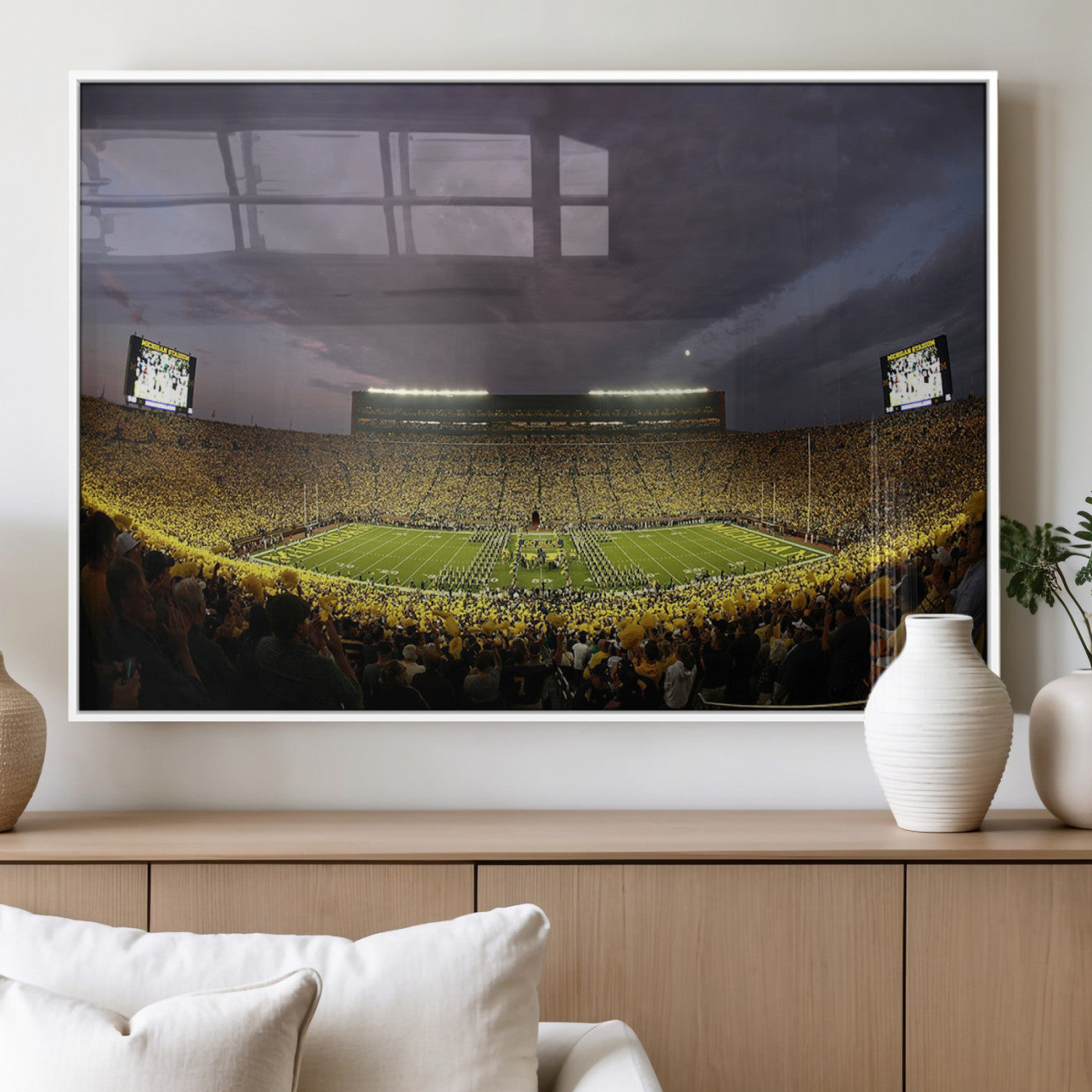 72404-MGV-FP-36X24-3P_White-Michigan Wolverines Print - Michigan Stadium Wall Art Canvas Print