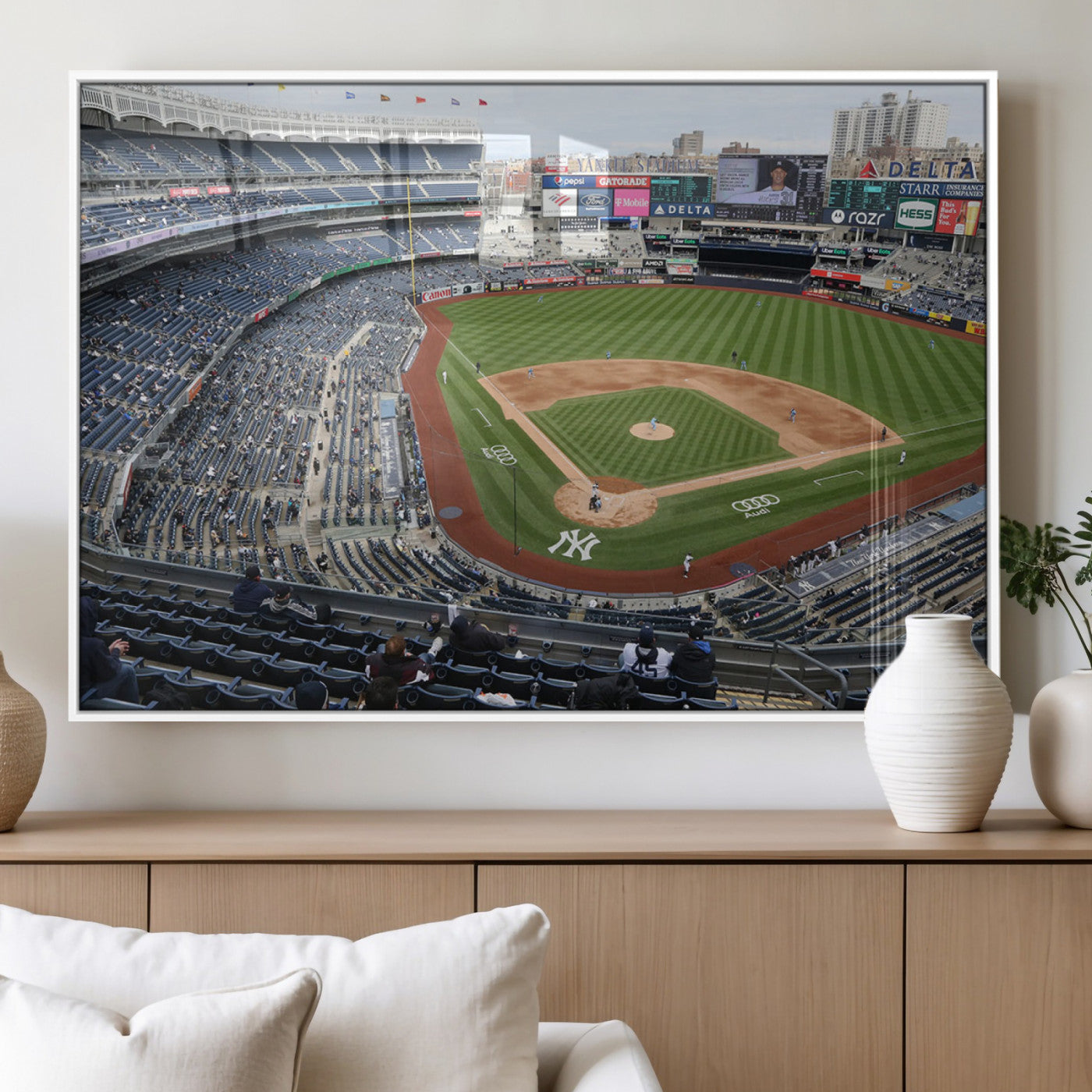 45784-MGV-FP-36X24-3P_White-New York Yankees Baseball Team Print - Yankee Stadium Wall Art Canvas Print