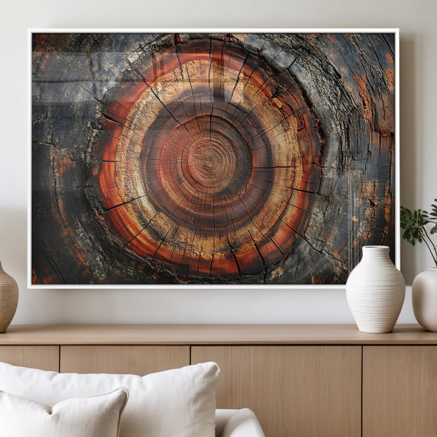 82212-MGV-FP-36X24-3P_White-Wood Grain Canvas Wall Art - Framed Abstract Tree Ring Framed Wall Art, Wood Grain Canvas Wall