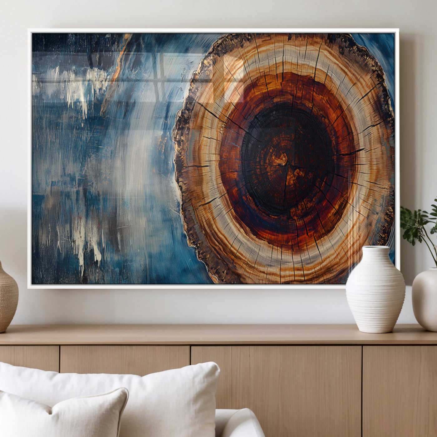48045-MGV-FP-36X24-3P_White-Abstract Tree Rings Wall Art Canvas Print - Wood Grain Rings Canvas Print - Nature Woodland Wall