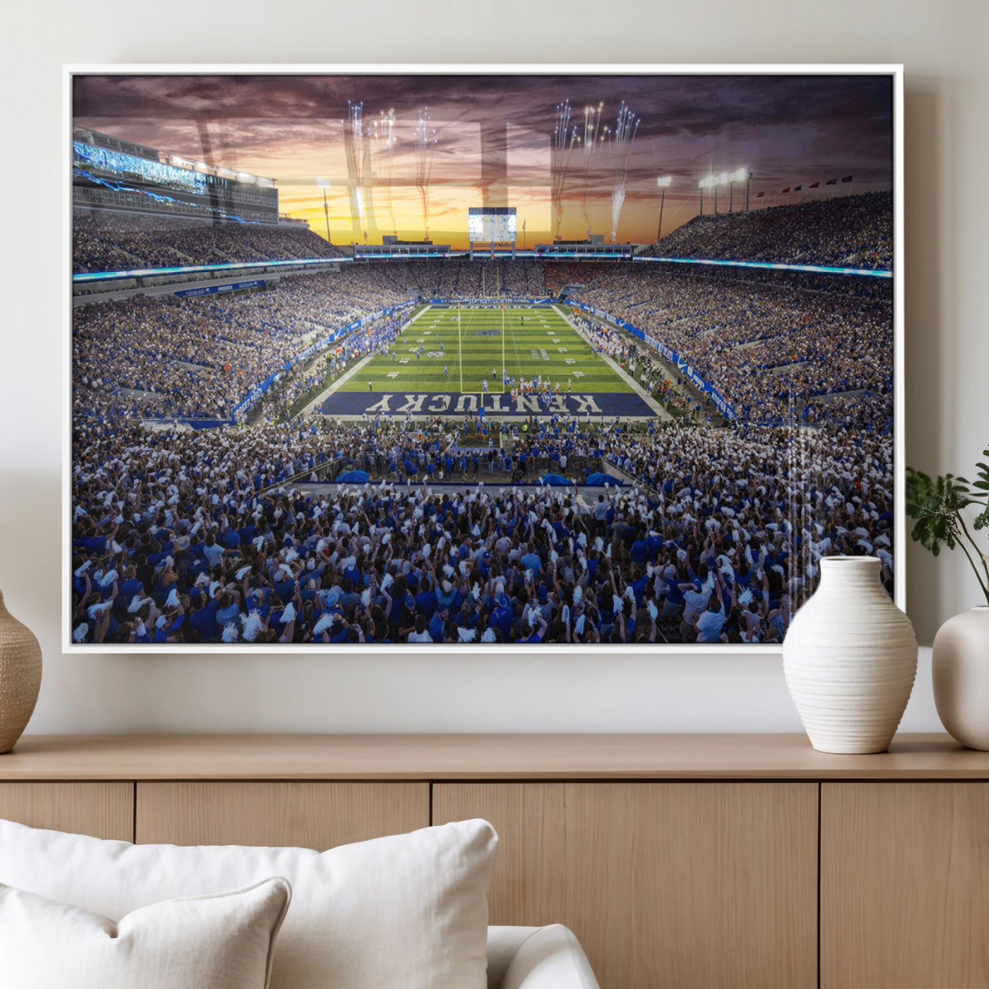 78524-MGV-FP-36X24-3P_White-Kroger Field Wall Art Print - Kentucky Stadium Wall Art Print - Sunset Football Stadium Wall Decor -
