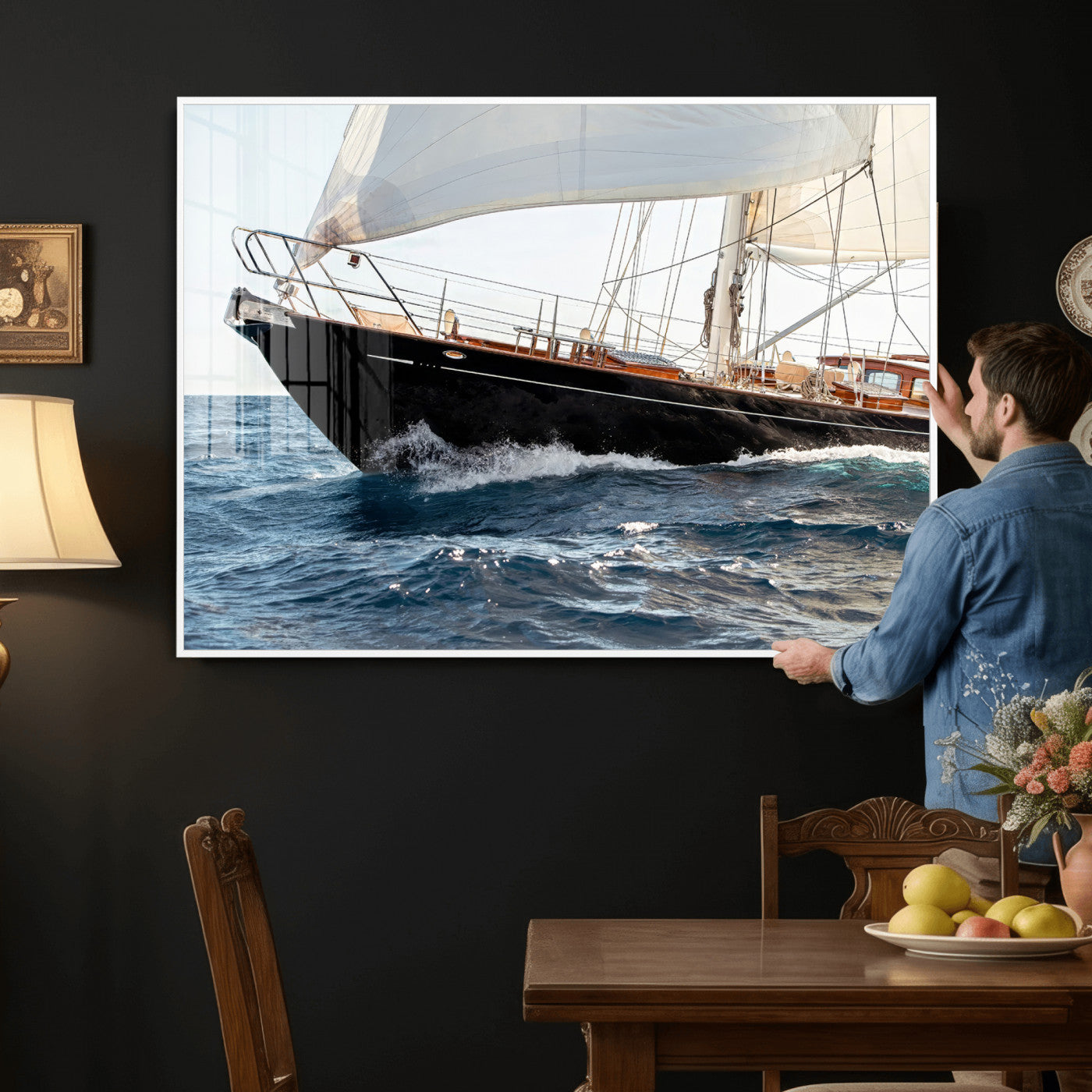 97168626-MGV-CV-36X24 - Boat Yacht Wall Art – Ocean Waves & Sailing Adventure Canvas Print, Nautical Elegance & Marine Journey for Living Room or Luxury Decor