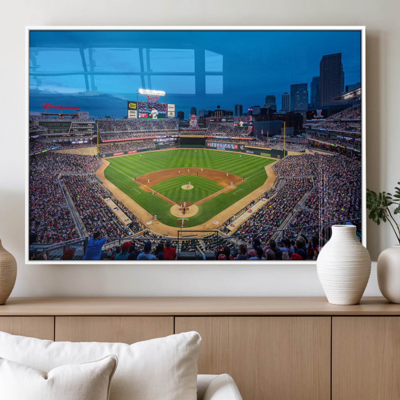 77273035-MGV-FP-36X24-3P_White-Target Field Stadium Wall Art Canvas Print – Minnesota Twins Baseball Team Iconic Ballpark Scene for home, office