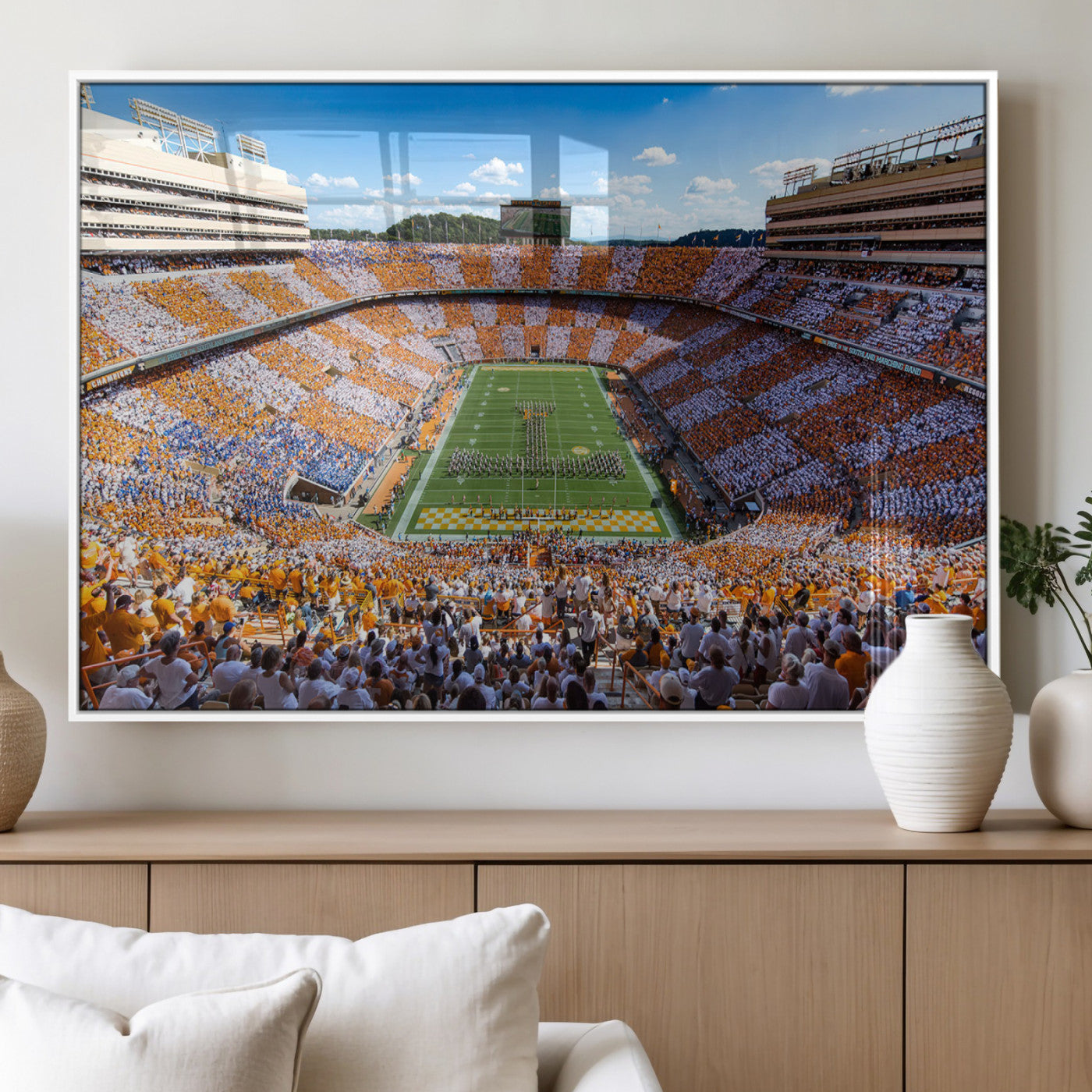 77097951-MGV-FP-36X24 - Tennessee Neyland Stadium Wall Art, Sports Arena Canvas Print, Panoramic Stadium Canvas Artwork for Home, Office
