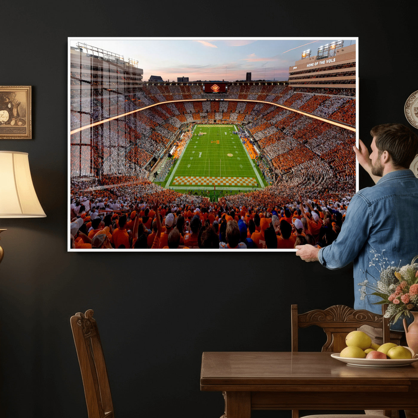 37160229-MGV-CV-36X24 - Tennessee Neyland Stadium Wall Art, Sports Arena Canvas Print, Panoramic Stadium Canvas Artwork for Home, Office