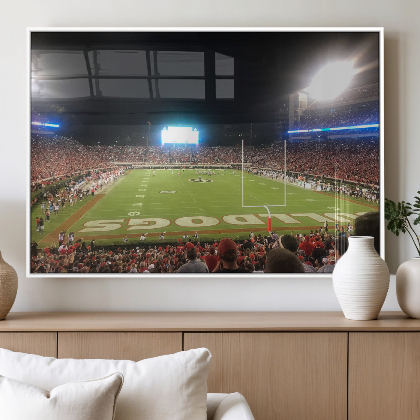 16230786-MGV-FP-36X24-3P_White-Dooley Stadium Wall Art, Sports Arena Panoramic Canvas Print, Modern Stadium Landscape Artwork for Home, Office