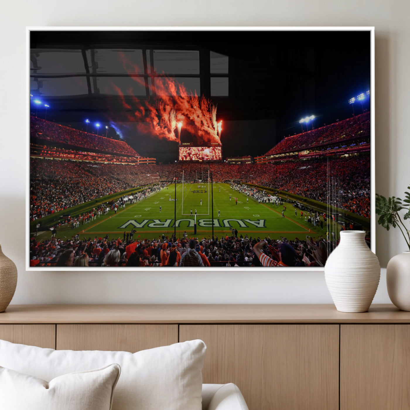 59046876-MGV-FP-36X24-3P_White-Jordan-Hare Stadium Wall Art Canvas Print, Football Stadium Aerial View, College Sports Art for Man Cave or Game Room (Copy)