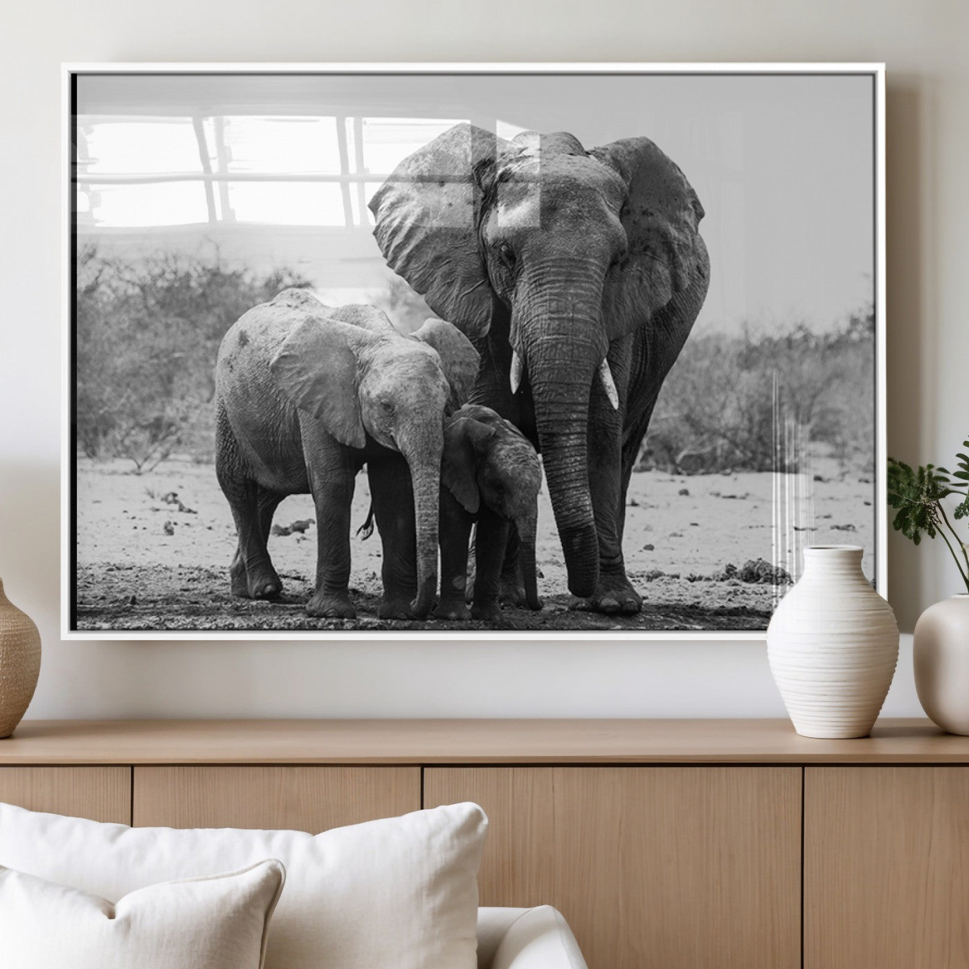 75636-MGV-FP-36X24-3P_White-Elephant Family Africa Wall Art Canvas Print