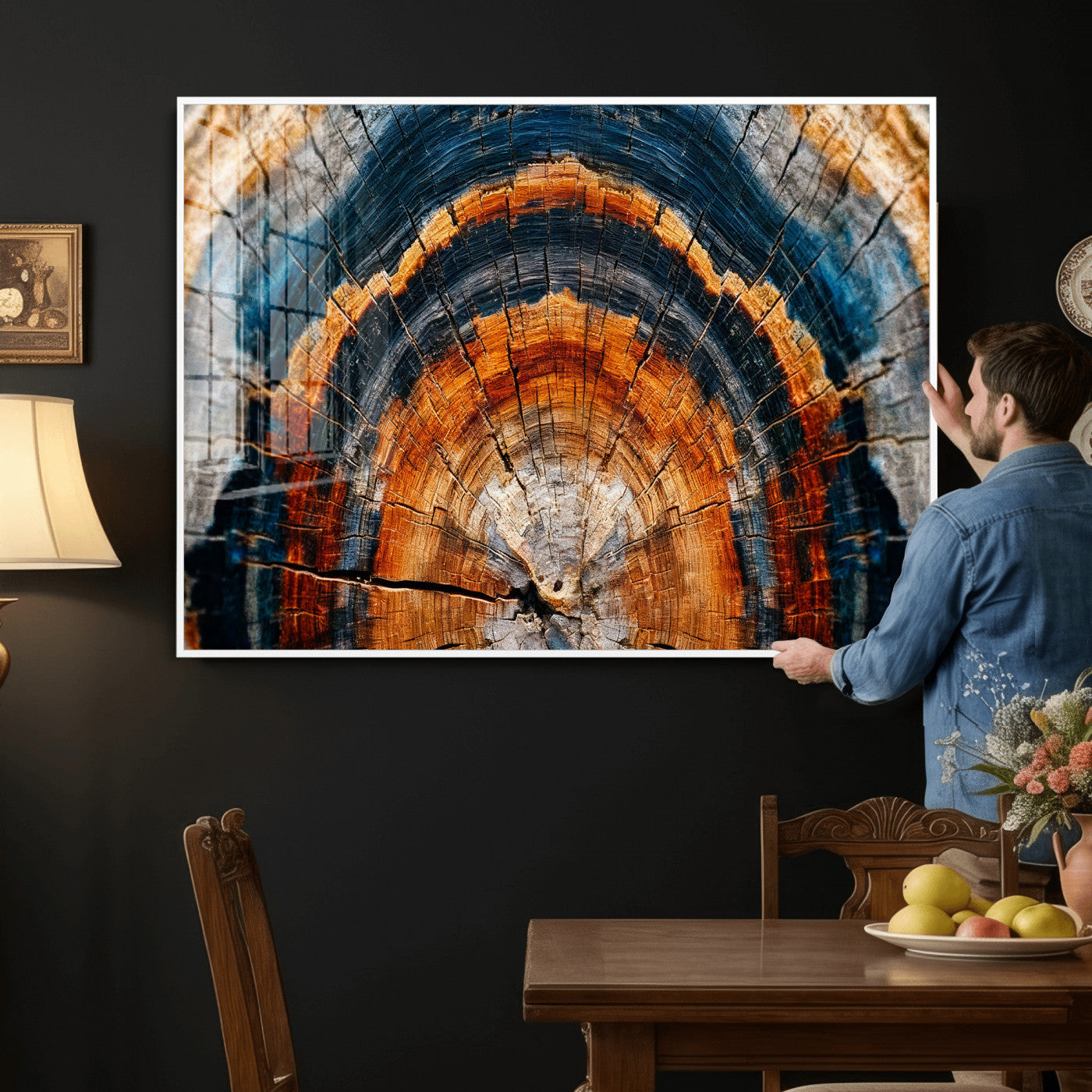 92693966N-MGV-CV-36X24 - Abstract Wood Grain Canvas Print, Tree Ring Pattern Wall Art, Framed Canvas Ready to Hang