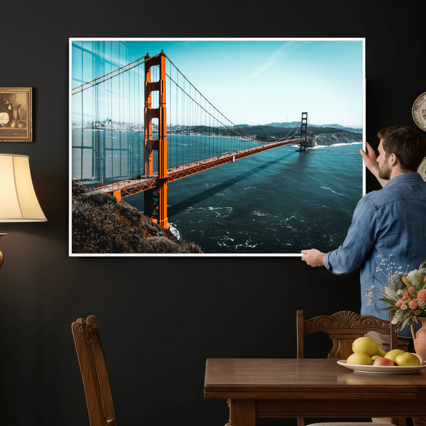73996404-MGV-CV-36X24 - Golden Gate Bridge Wall Art Canvas Print – San Francisco Landmark Photography Artwork Print for Living Room, Office, and Modern Decor