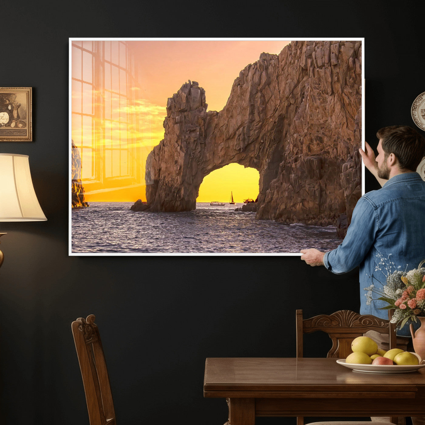 66414515-MGV-CV-36X24 - El Arco Cabo San Lucas Ocean Arch Wall Art Canvas Print, Baja California Rock Arch Seascape Canvas Print, Mexico Coastal Landmark Scenic Art Printing