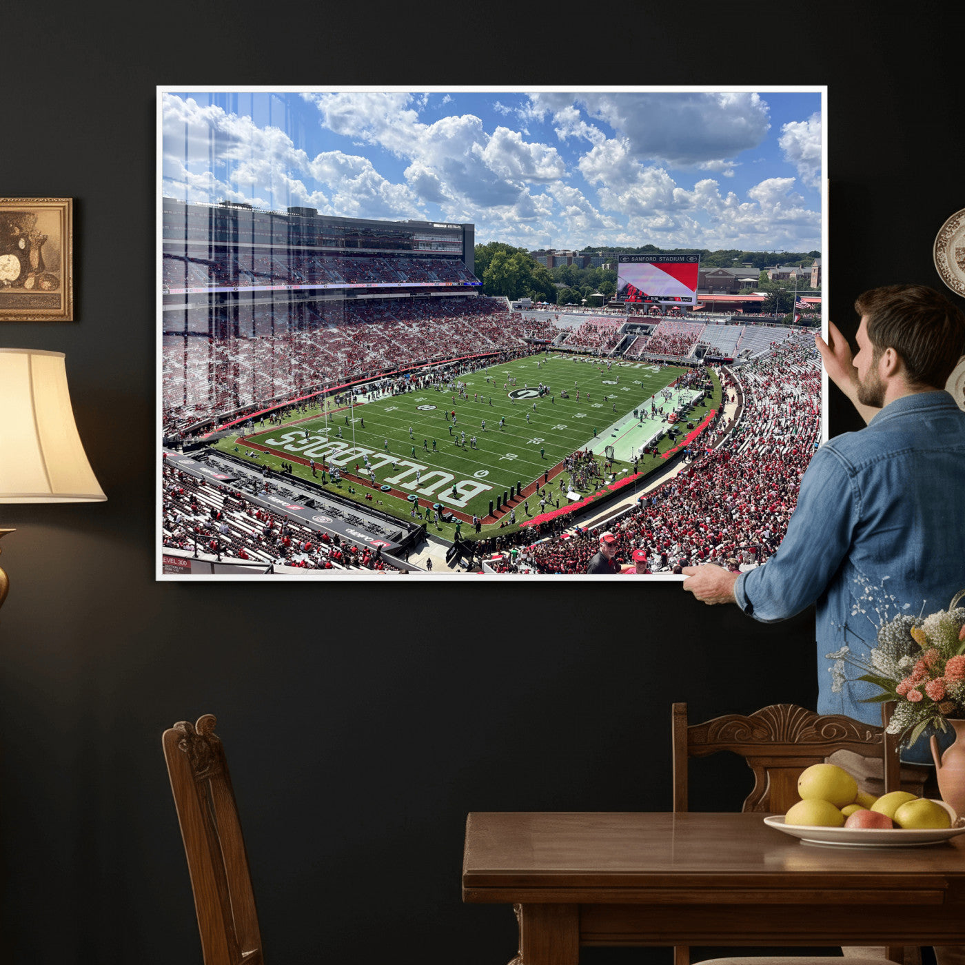 10665453-MGV-CV-36X24 - Georgia Bulldogs Stadium Wall Art Canvas Print, Sanford Stadium Football Field Panorama, College Football Game Day Wall Decor