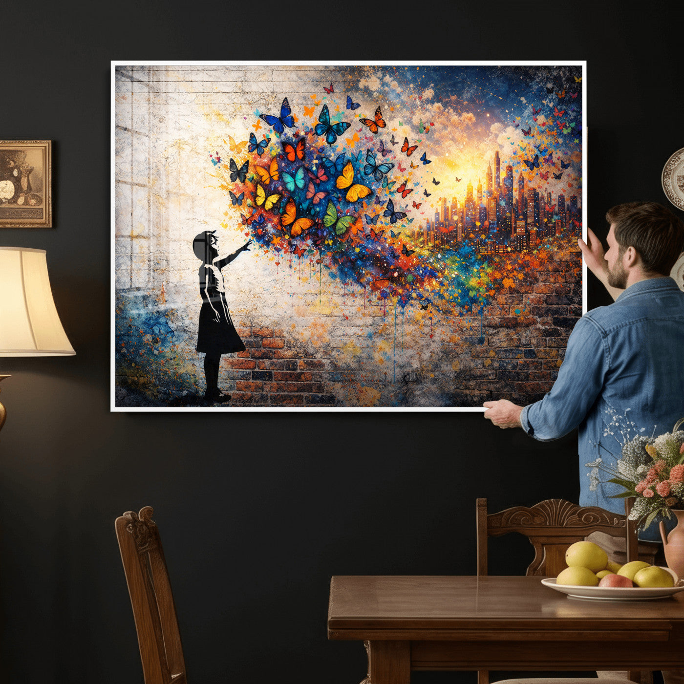 21540821-MGV-CV-36X24 - Banksy Girl Wall Art Canvas Print for Living Room Decor