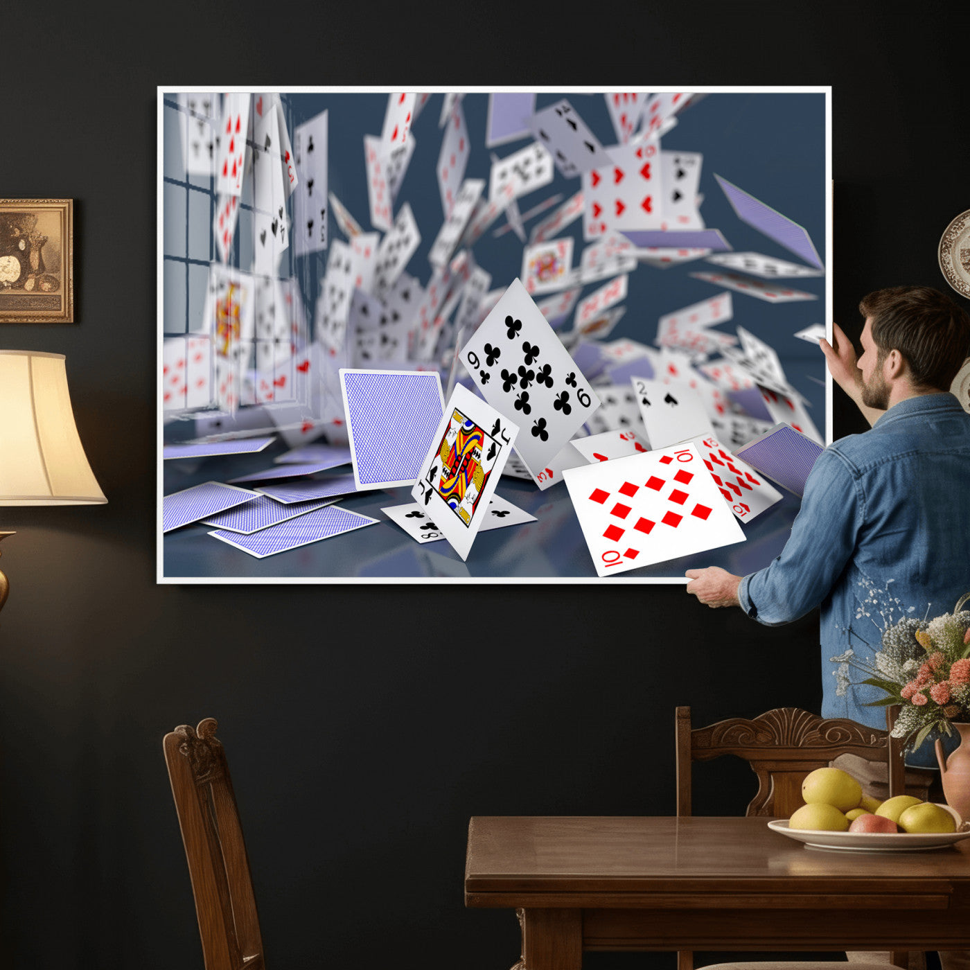 66392185-MGV-CV-36X24 - Playing Cards Canvas Wall Art | Casino Game Room Decor, Poker Decor Art