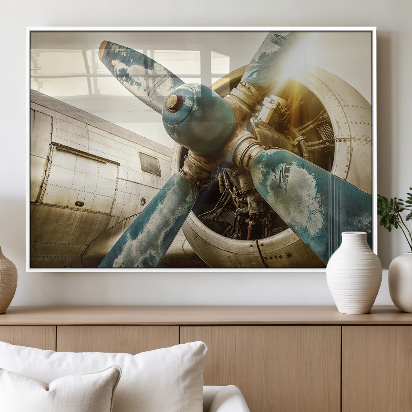 14106-MGV-FP-36X24-3P_White-Vintage Airplane Canvas Print