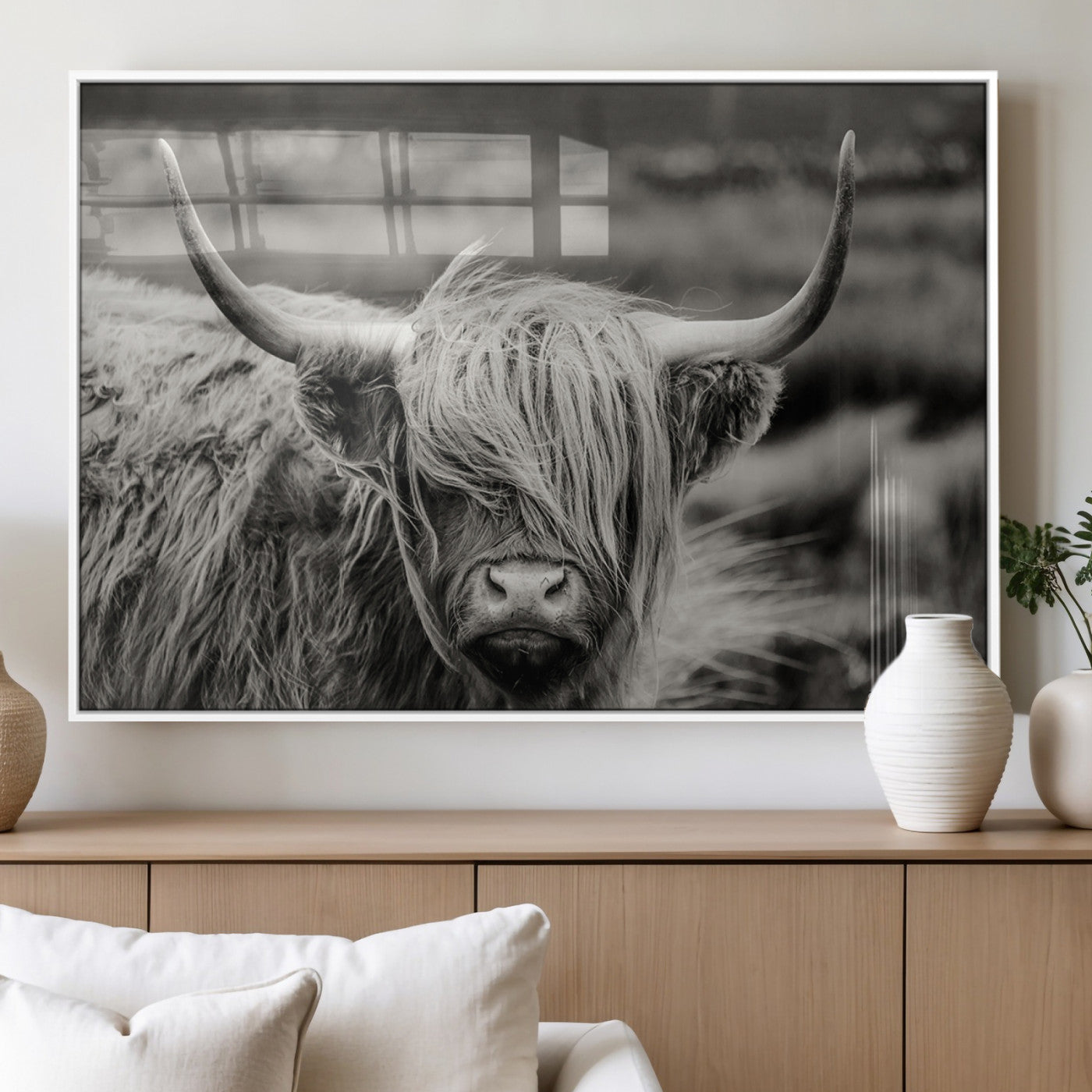 67365-MGV-FP-36X24-3P_White-Cow Focus Canvas Wall Art Print