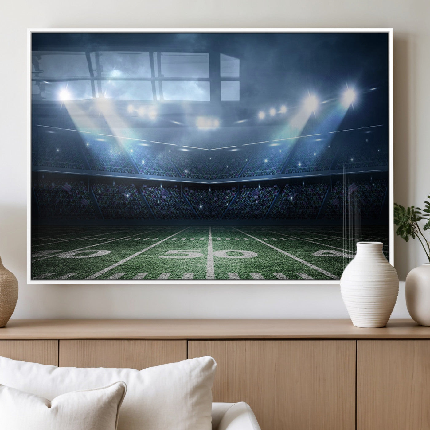 74741-MGV-FP-36X24-3P_White-American Football Stadium Wall Art Canvas, American Football Stadium Canvas Print