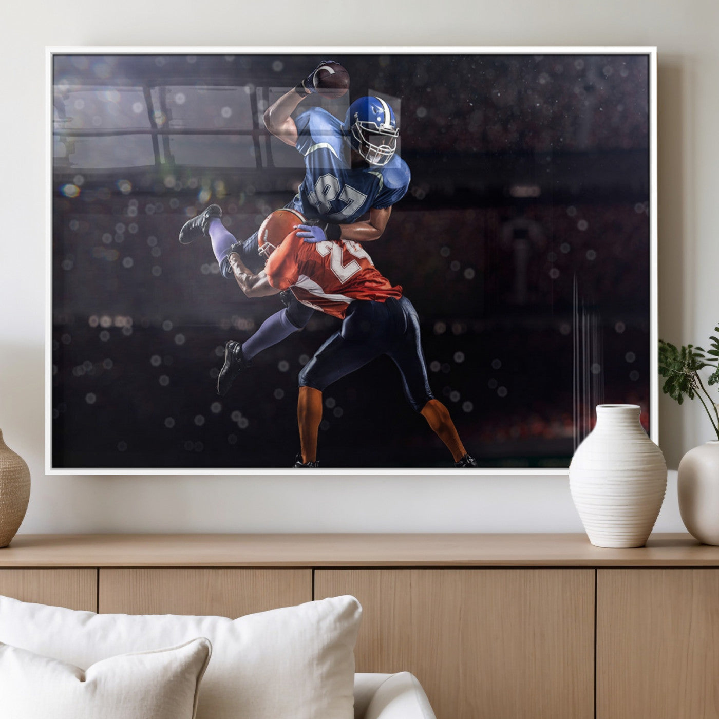 76491-MGV-FP-36X24-3P_White-American Football Wall Art Canvas Print, Stadium Sport Wall Art Print
