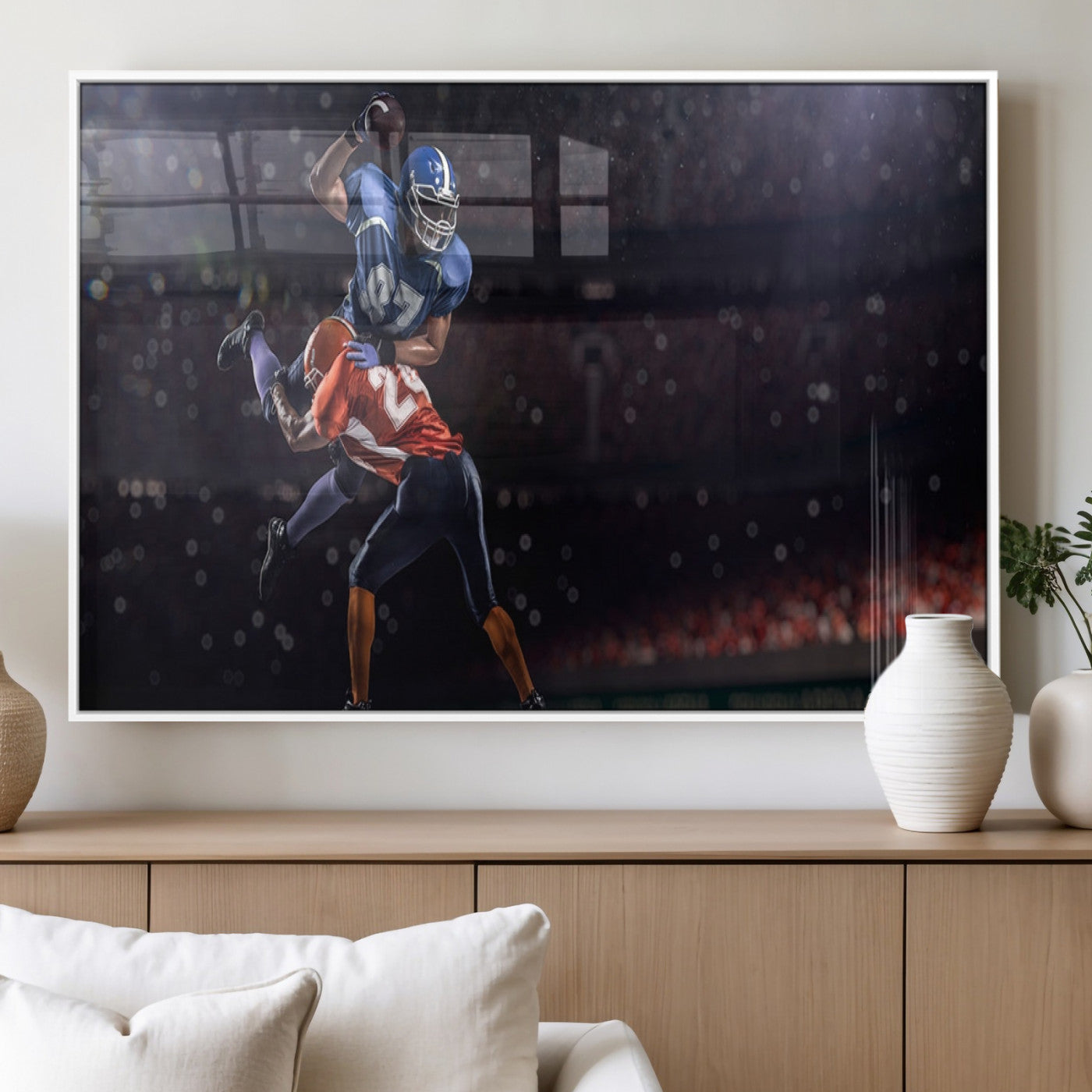 68009-MGV-FP-36X24-3P_White-American Football Wall Art Canvas Print, Stadium Sport Wall Art Print