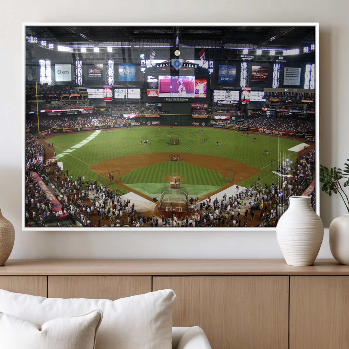 91630-MGV-FP-36X24-3P_White-Arizona Diamondbacks Baseball Team Print - Phoenix Chase Field Baseball Stadium Wall Art Canvas