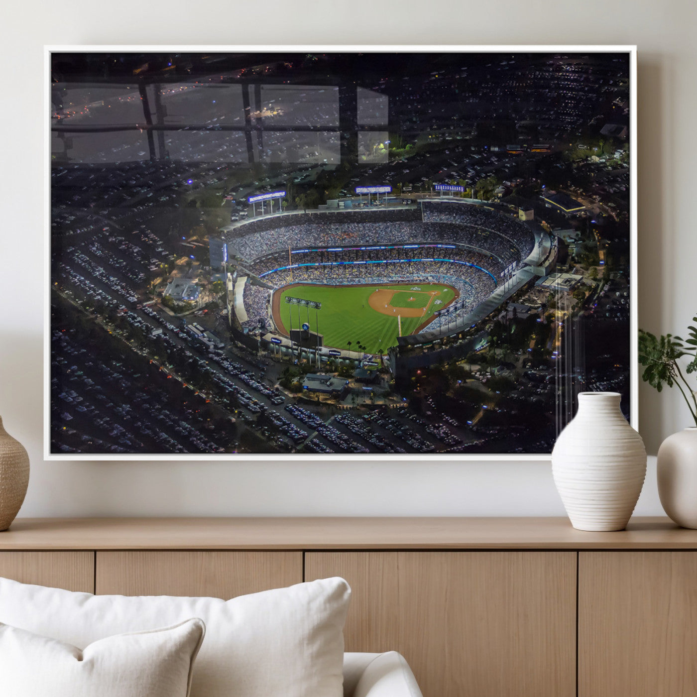 20932-MGV-FP-36X24-3P_White-Los Angeles Dodgers Dodger Stadium Wall Art Canvas Print - MLB Baseball Stadium