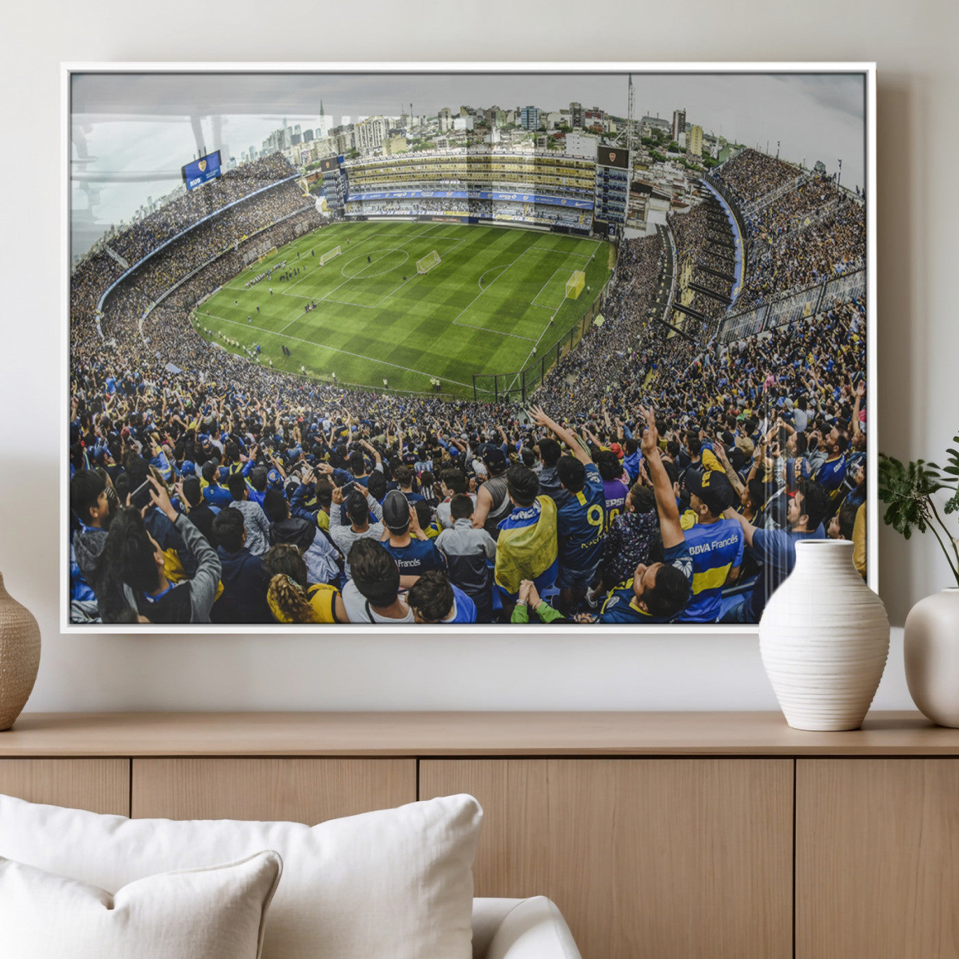 63839-MGV-FP-36X24-3P_White-Boca Juniors Soccer Team Print Wall Art - Buenos Aires Bombonera Stadium Canvas Print