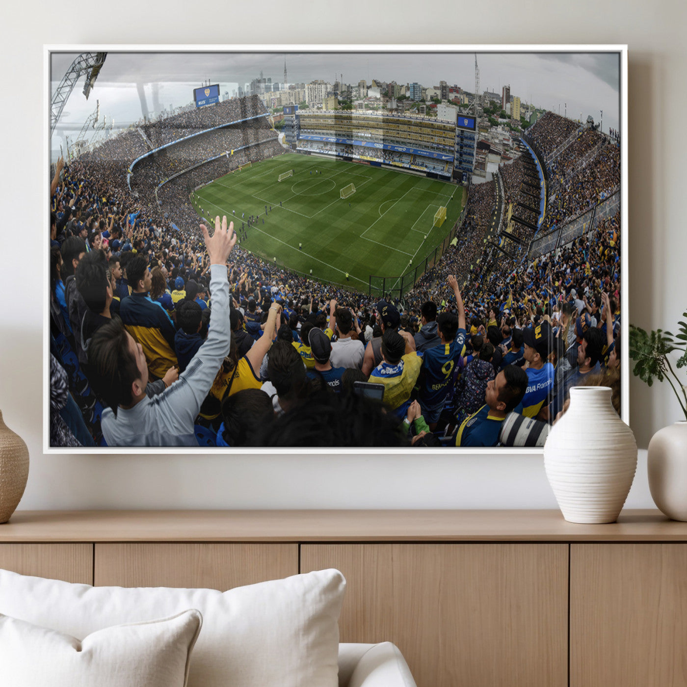 23173-MGV-FP-36X24-3P_White-Boca Juniors Soccer Team Print - Buenos Aires Bombonera Stadium Wall Art Canvas Print