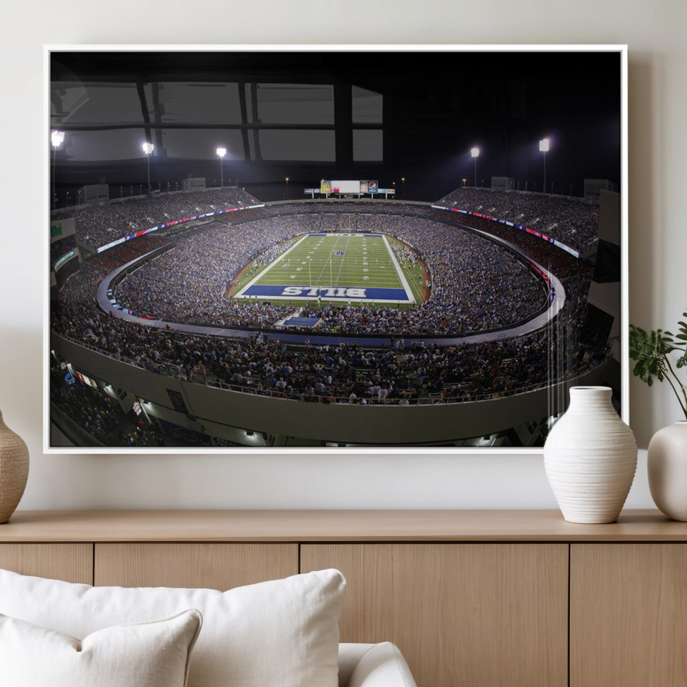 98546-MGV-FP-36X24-3P_White-Buffalo Bills NFL Football Team Print - Buffalo Highmark Stadium Wall Art Canvas Print