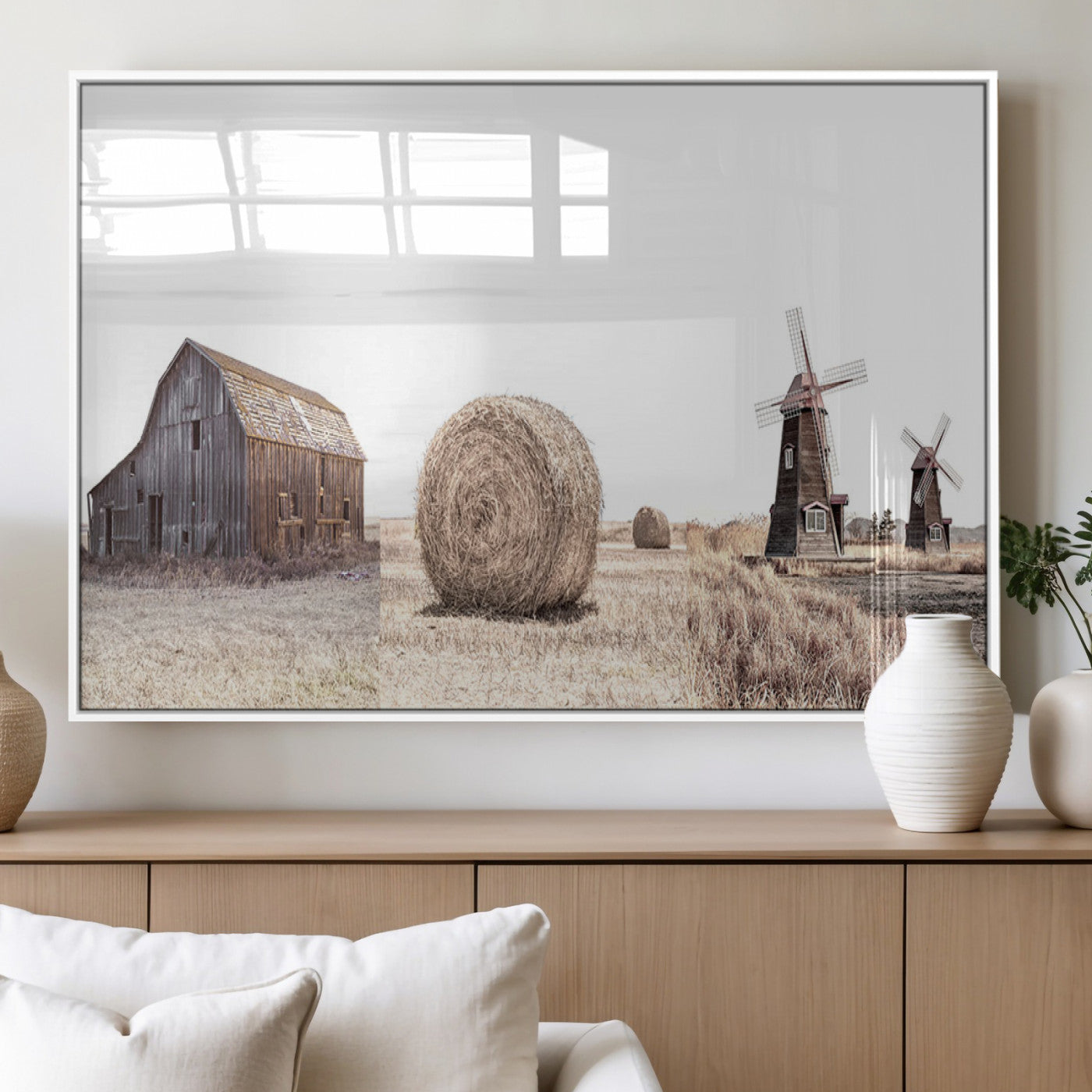94971-MGV-FP-36X24-3P_White-Farm Prints Set, Set of 3 Farmhouse Wall Art, Country House Decor