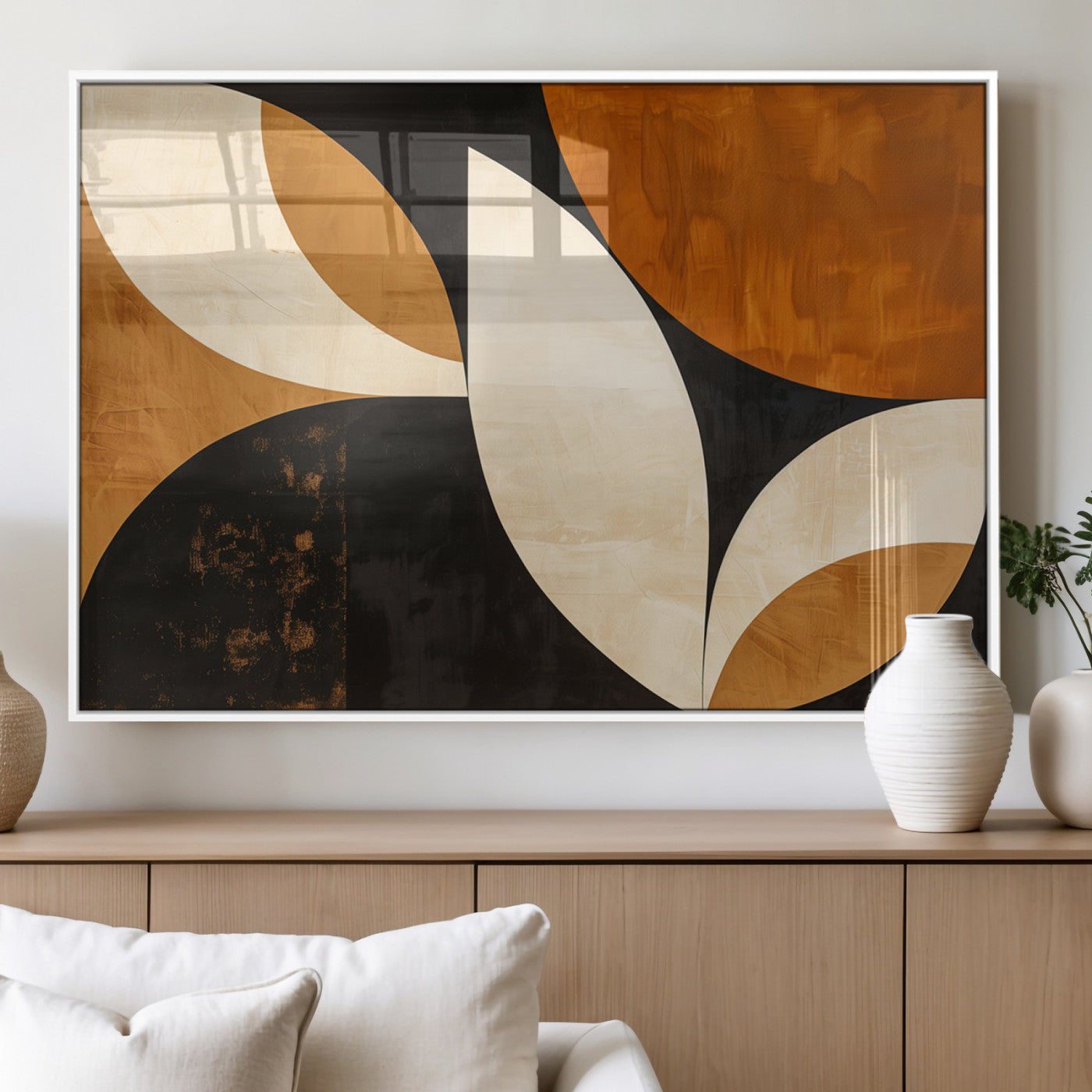 21251-MGV-FP-36X24-3P_White-Geometric Abstract Wall Art Canvas Print, Mid Century Modern Wall Art Print