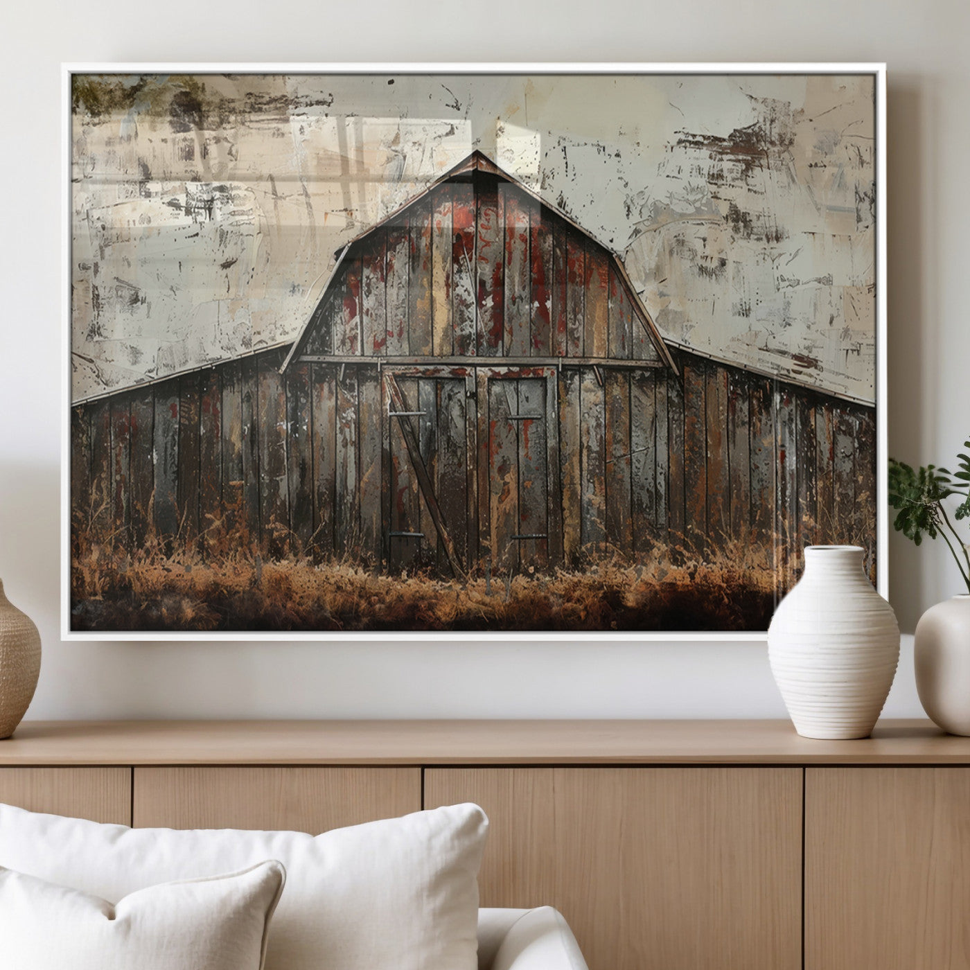 94486-MGV-FP-36X24-3P_White-Rustic Barn Wall Art | Farmhouse Wall Decor Canvas Print | Ready to Hang Barn Decor for Cabin or