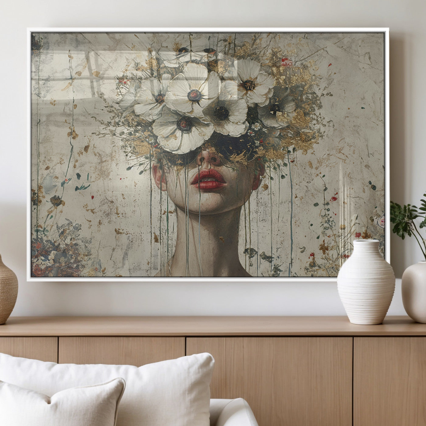 72759-MGV-FP-36X24-3P_White-Abstract Floral Women Patel Wall Art Canvas Print