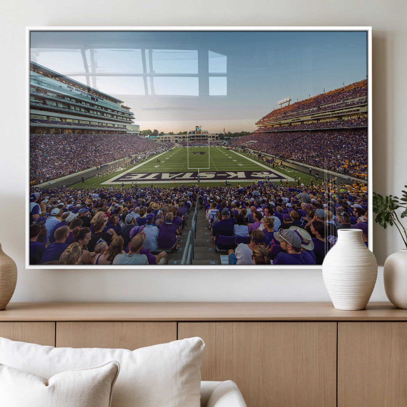 82792-MGV-FP-36X24-3P_White-Kansas State University Wildcats Football Team Print - Manhattan Bill Snyder Family Football Stadium