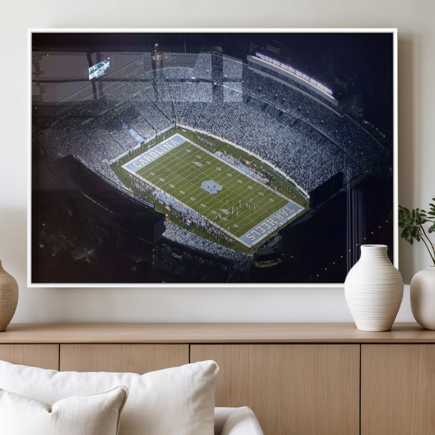 88375-MGV-FP-36X24-3P_White-University of North Carolina Tar Heels Football Team Print - Chapel Hill Kenan Memorial Stadium