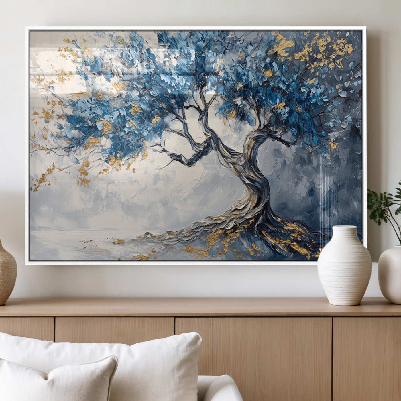 10259-MGV-FP-36X24-3P_White-Abstract Tree Painting Canvas Wall Art | Tree of Life Painting Wall Art Canvas Print