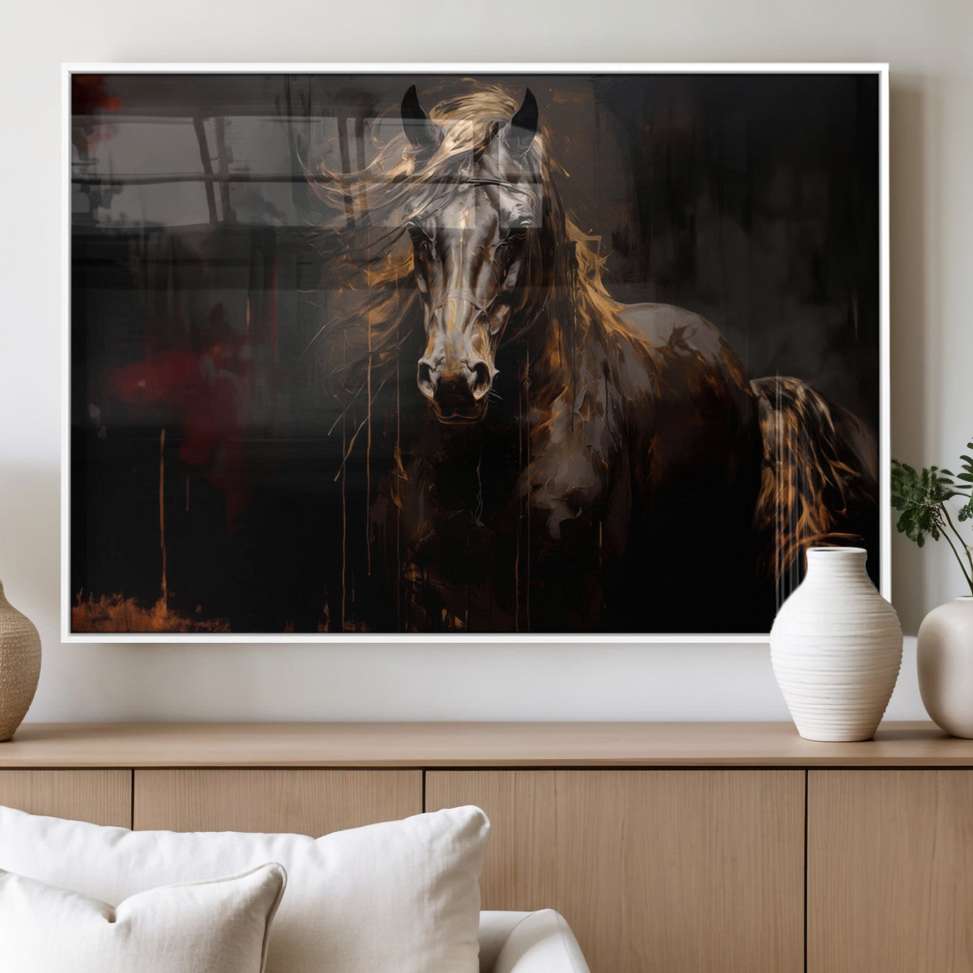 40932-MGV-FP-36X24-3P_White-Abstract Black Horse Canvas Print for Farmhouse Wall Art | Abstract Equine Wall Art | Western Decor