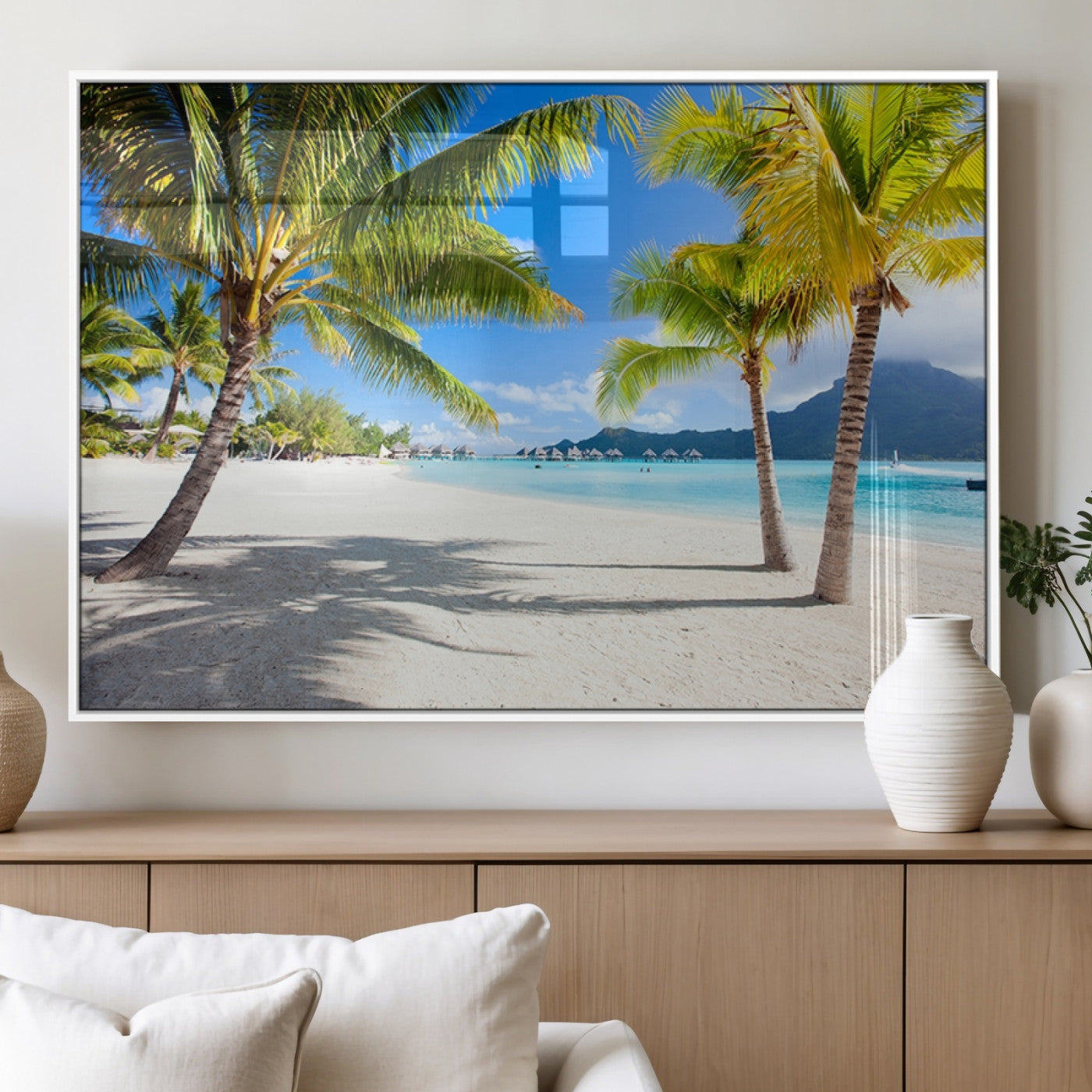 52513-MGV-FP-36X24-3P_White-Blue Beach and Sea Wall Art Canvas Print