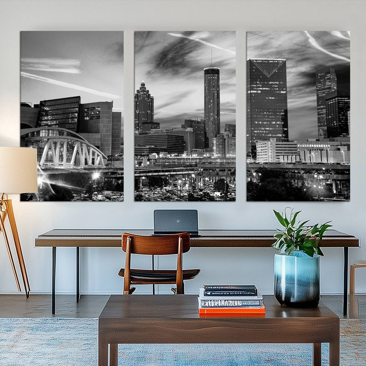 34800-MGV-CV-60X40-3P-Black and White Atlanta Wall Art Canvas Print