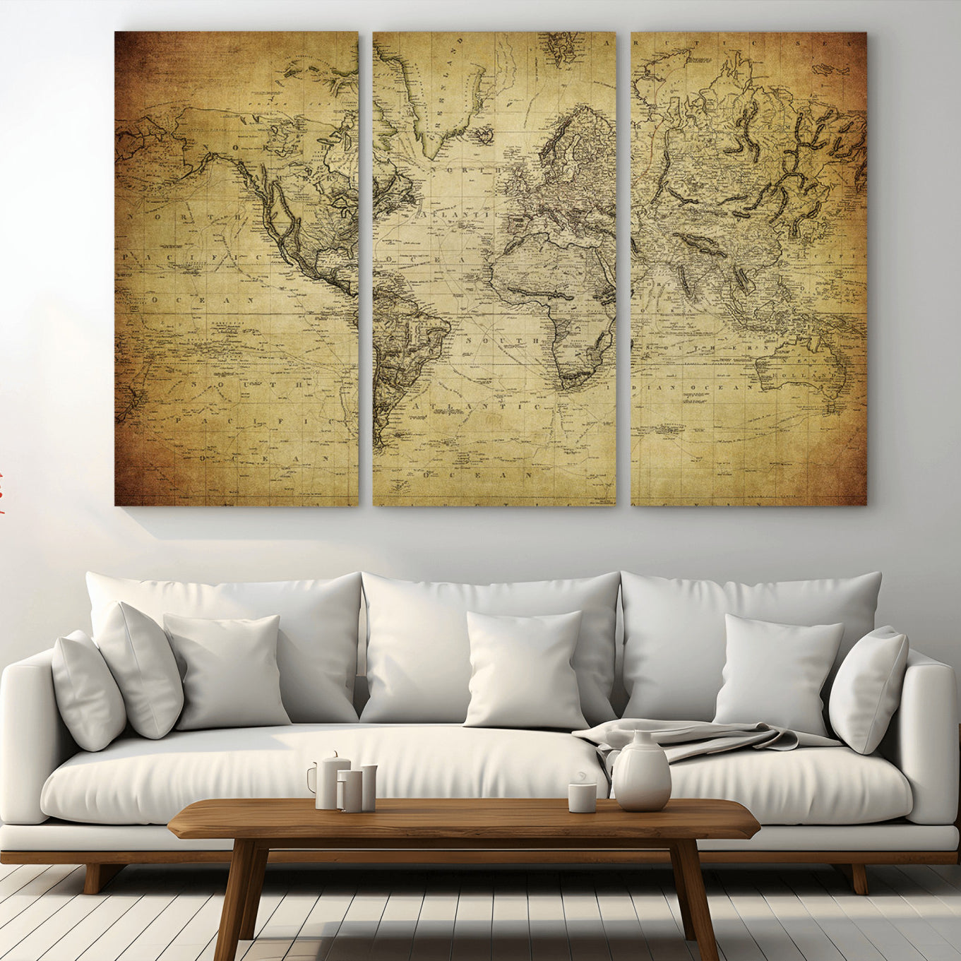 -Push Pin World Map Canvas Print – Travel Tracker Wall Art for Couples, Perfect Anniversary Gift for Home or Office Decor