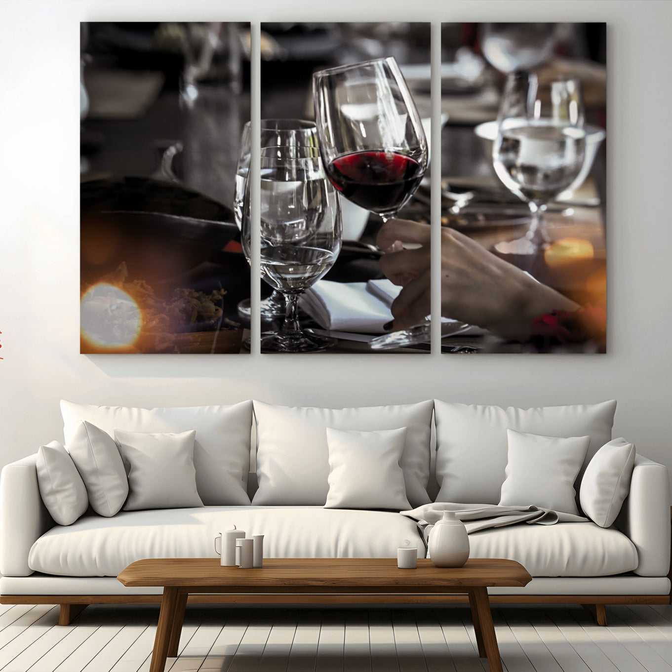 -Red Wine and Glass Canvas Print