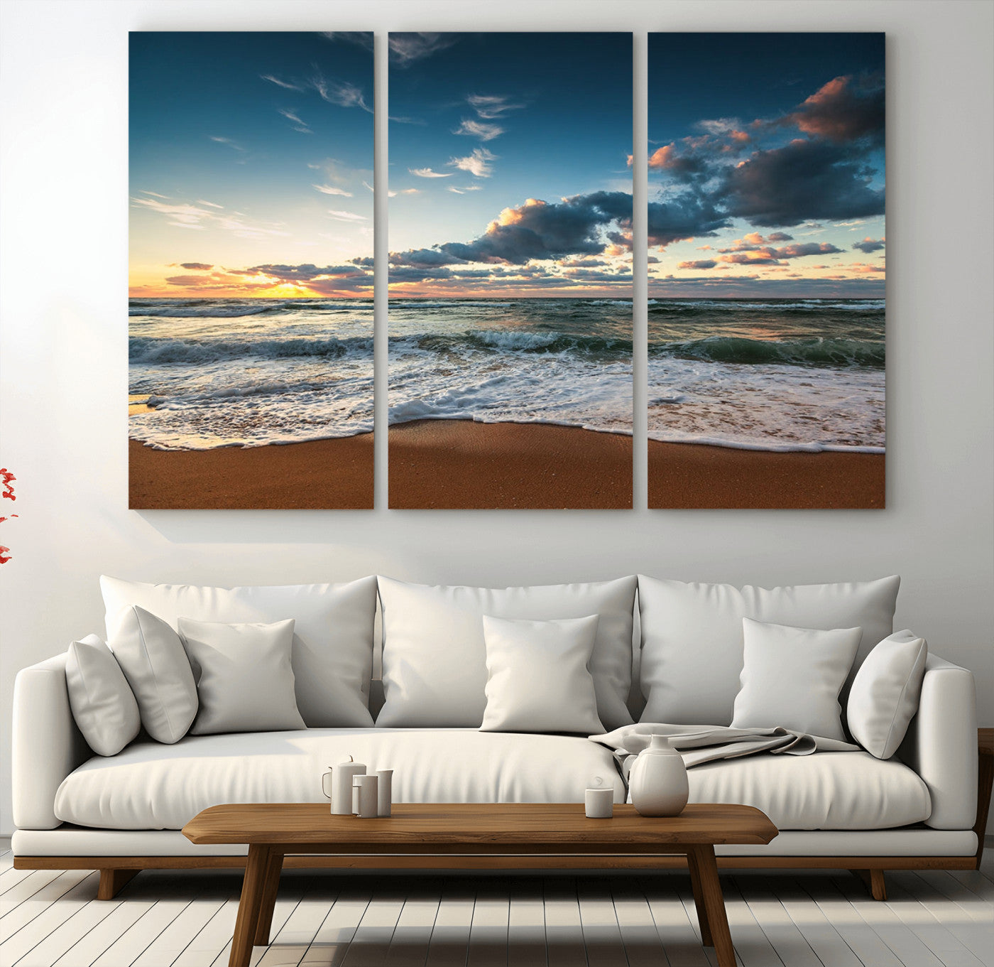 -Ocean Beach Wall Art Canvas Print Sunset Artwork Print Coastal Wall Art