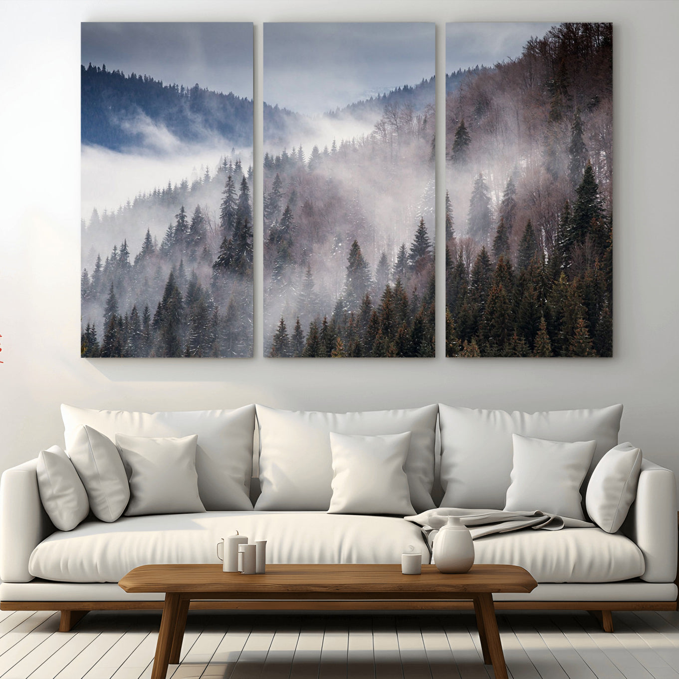18459-MGV-CV-36X24-Beautiful Rising Fog in Winter Mountain Landscape- Framed Rising Fog in Winter Mountain Canvas