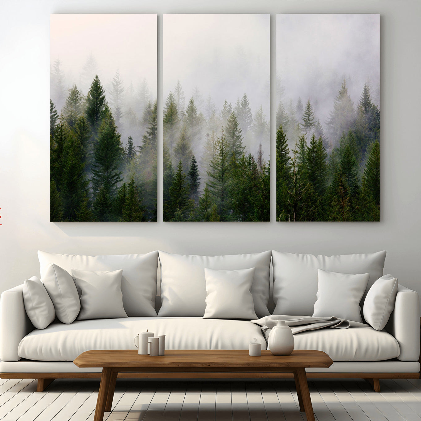11436-MGV-CV-36X24-Forest Wall Art Canvas Print | Foggy Forest Wall Art | Pine Wood Forest Print