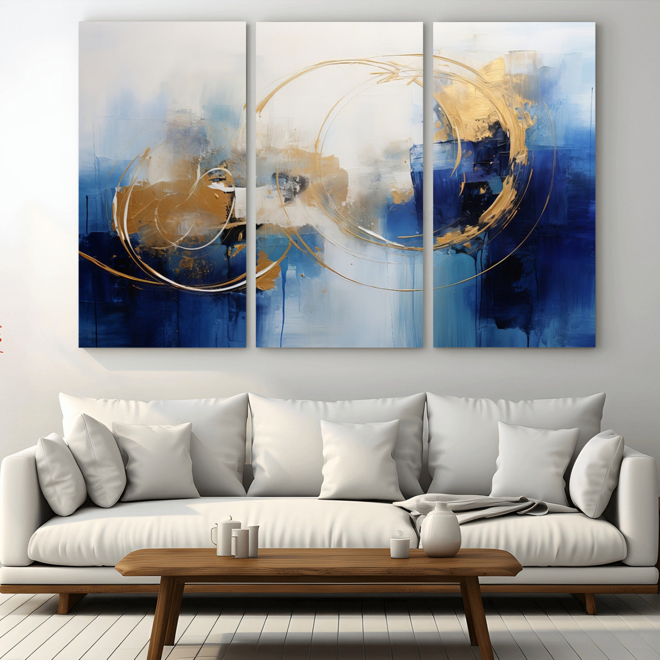52314-MGV-CV-36X24-Navy Blue Abstract Wall Art Canvas Print